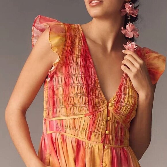 HP 🎈🎈NWT Anthropologie The Peregrine Midi Dress Sleeveless Sunset 1X - Picture 5 of 7
